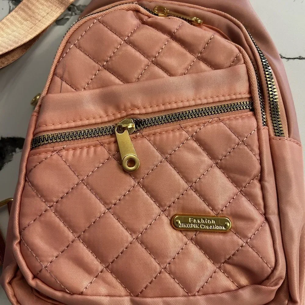 Pink Quilted Crossbody Bag